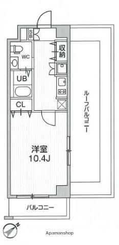 市川妙典レジデンス(1K/4階)の間取り写真