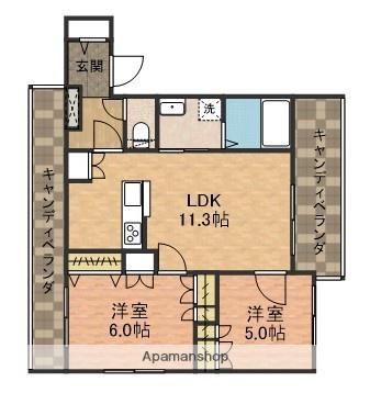 グランベル船橋(2LDK/2階)の間取り写真