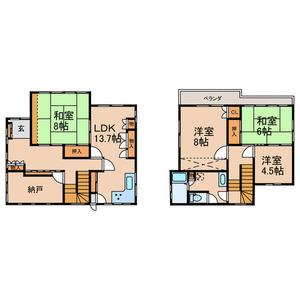 京成電鉄本線 菅野駅 徒歩13分 2階建 築47年(4SLDK)の間取り写真