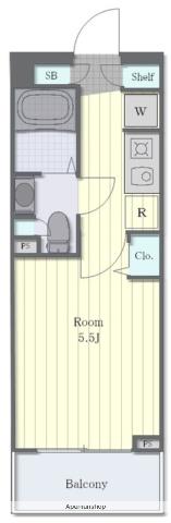 グランカーサ市川国府台(1K/3階)の間取り写真