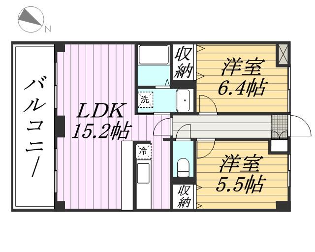 クレスタ妙典(2LDK/4階)の間取り写真