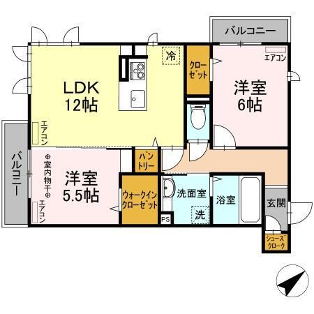 ポンテアルト(2LDK/2階)の間取り写真