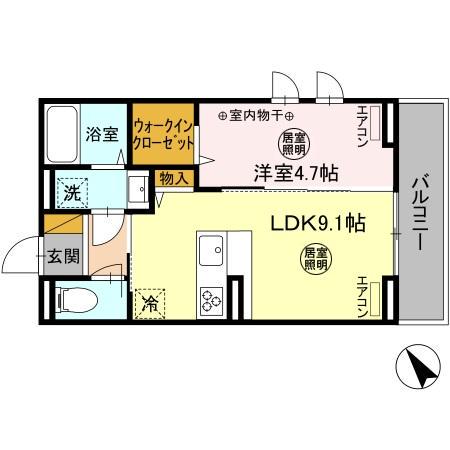 ディーグラシューズ(1LDK/3階)の間取り写真