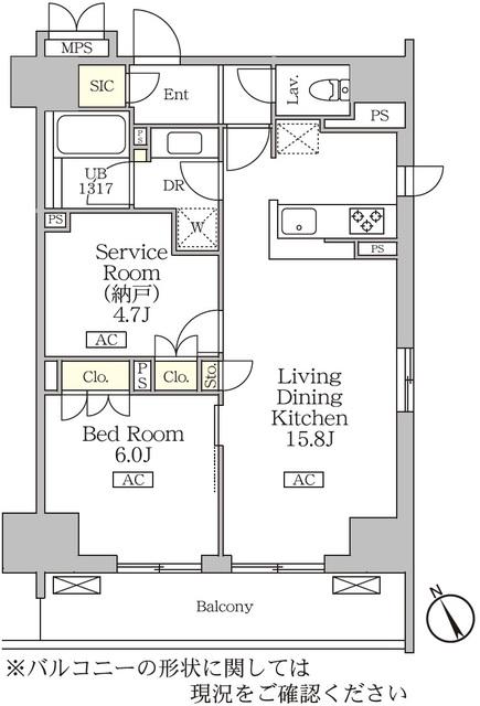 リーフシティ市川ザ・レジデンス(1SLDK/4階)の間取り写真