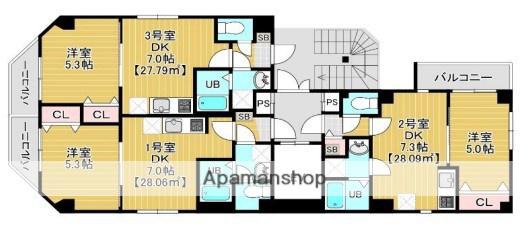 金太郎ヒルズ340(1DK/5階)の間取り写真