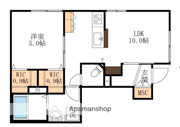 ボヌール(1LDK/1階)の間取り写真