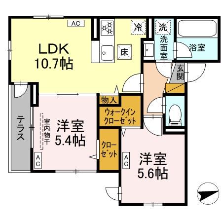 D-ROOMトリシア市川東大和田1丁目(2LDK/1階)の間取り写真