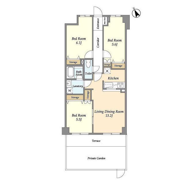 パークレジデンス市川(3LDK/1階)の間取り写真