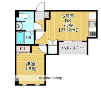 ステイビルⅡ(1DK/6階)の間取り写真