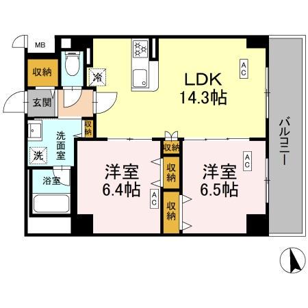 カスタリア西船橋II(2LDK/2階)の間取り写真