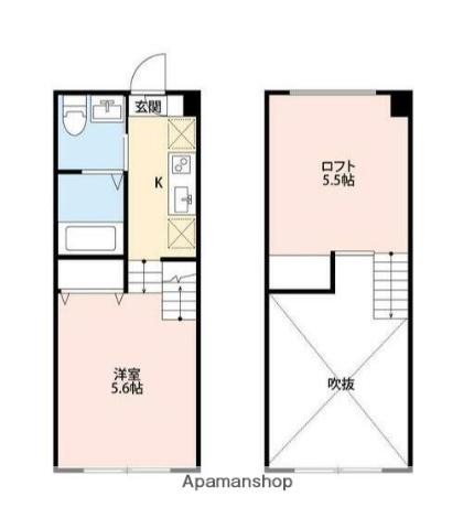 CHALETプラス 東中山(1K/2階)の間取り写真