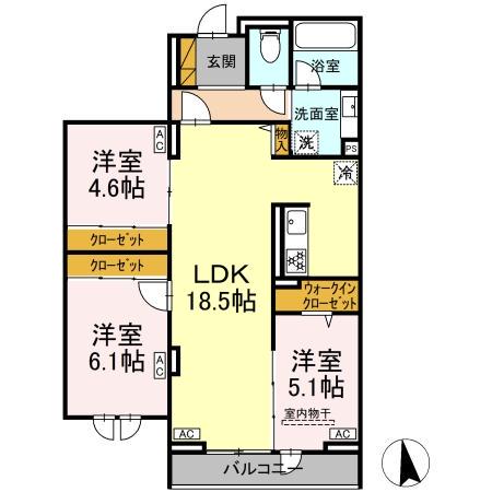 ラ・ペッシュ(3LDK/2階)の間取り写真