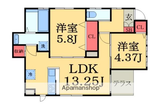 千葉県市川市 2階建 築5年(2LDK)の間取り写真