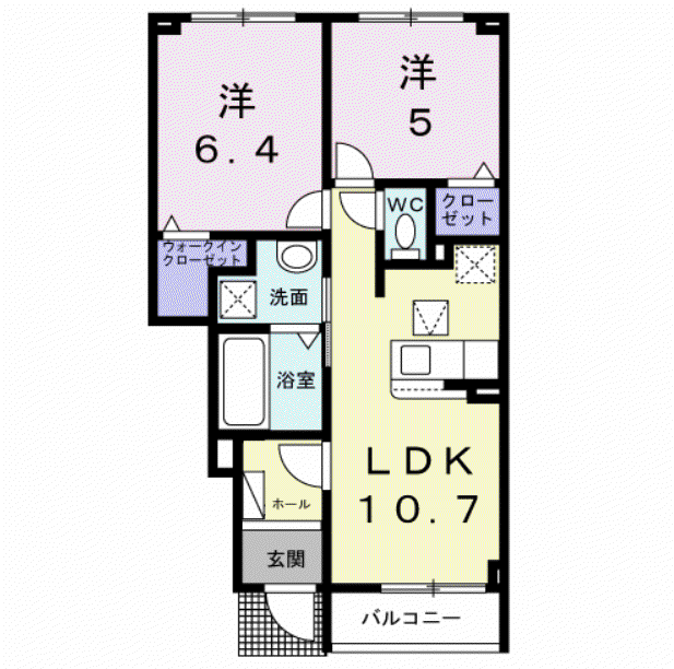 リュミエールⅡ(2LDK/1階)の間取り写真