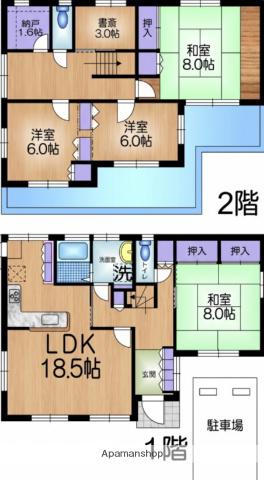 東葉高速鉄道 飯山満駅 徒歩7分 2階建 築41年(4SLDK)の間取り写真