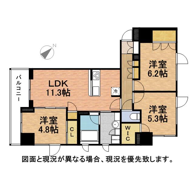 プラナス南八幡(3LDK/4階)の間取り写真