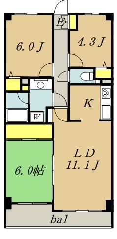 ライオンズステーションプラザ西船橋(2SLDK/11階)の間取り写真