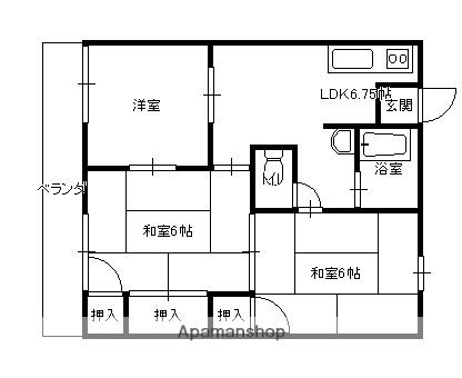 ドルフ石井B(3DK/1階)の間取り写真