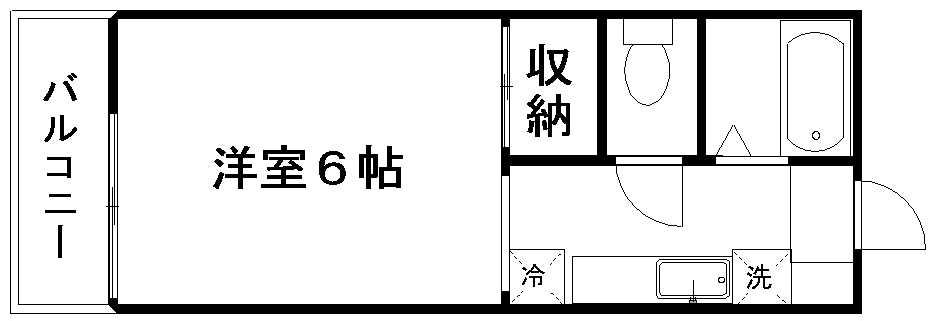 カーサ・ベルデ(1K/1階)の間取り写真