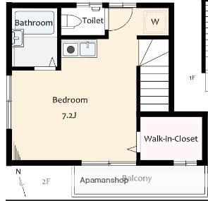 ベルフォート(ワンルーム/2階)の間取り写真