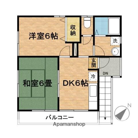 パークサイドSOYA(2DK/2階)の間取り写真