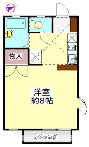 モンパレスⅡ(1K/2階)の間取り写真