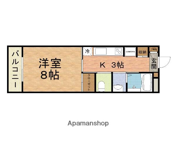 サウスコートスカイ(1K/4階)の間取り写真