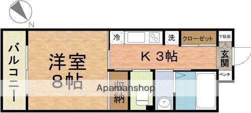 サウスコートスカイ(1K/3階)の間取り写真