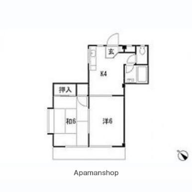 ハイツもろはし(2K/2階)の間取り写真