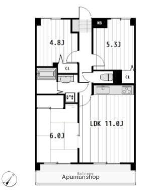 ケイエル市川(3DK/2階)の間取り写真