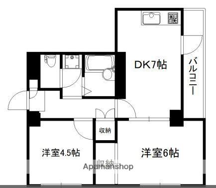 ルミエール市川(2DK/2階)の間取り写真