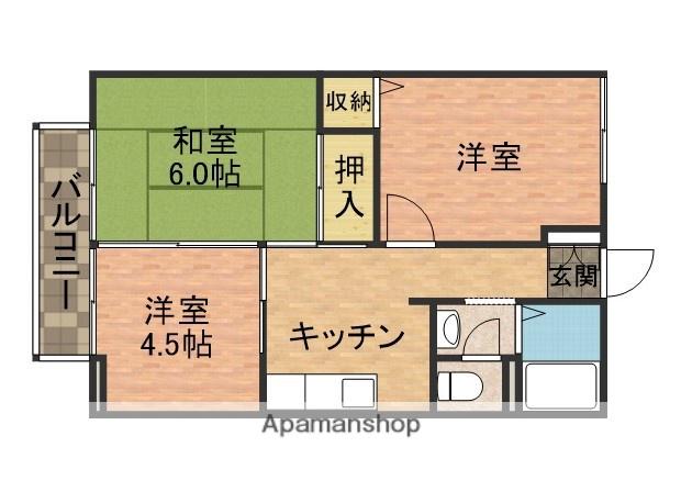 ライトコート国府台Ⅰ(3DK/2階)の間取り写真