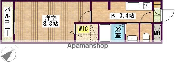 ルミエール二子(1K/1階)の間取り写真