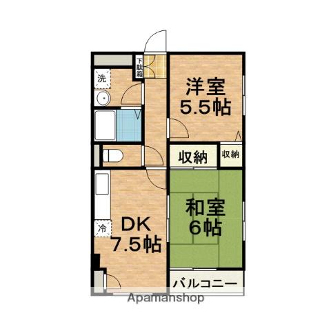 クラート大﨑(2DK/5階)の間取り写真