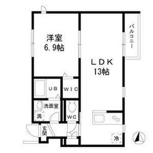 リバーサイドコート(1LDK/1階)の間取り写真