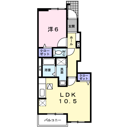 プリズムⅡ(1LDK/1階)の間取り写真
