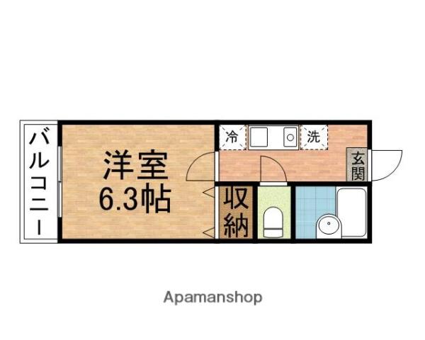 オリエントリブウェル(1K/1階)の間取り写真
