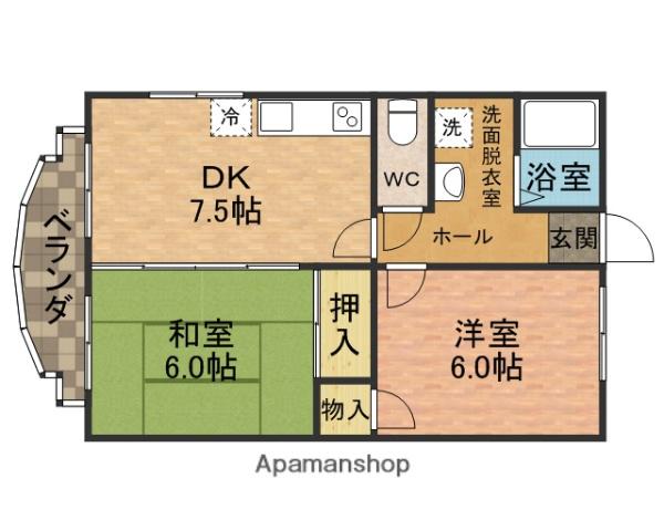 ミキレジデンス(2DK/2階)の間取り写真