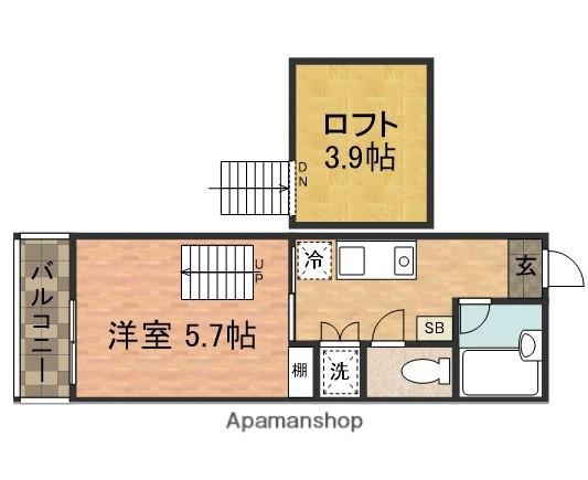 ソリッドリファイン八幡(1K/2階)の間取り写真
