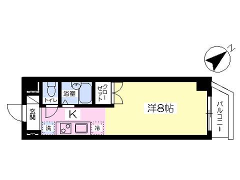 KM・スプリングス(ワンルーム/2階)の間取り写真