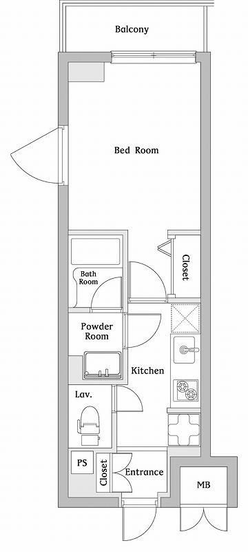 N-STAGE下総中山(1K/4階)の間取り写真