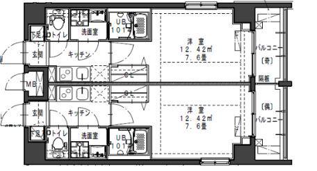 サムティレジデンス市川(1K/6階)の間取り写真