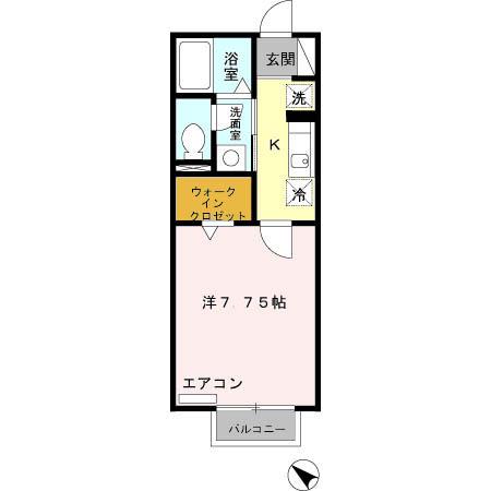 ベルテ・イマイ(1K/2階)の間取り写真