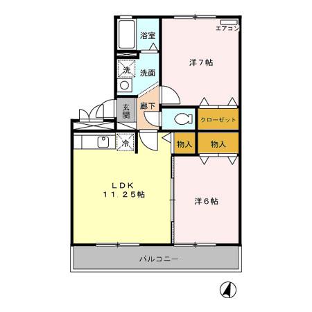 キャロルステージISHII(2LDK/1階)の間取り写真