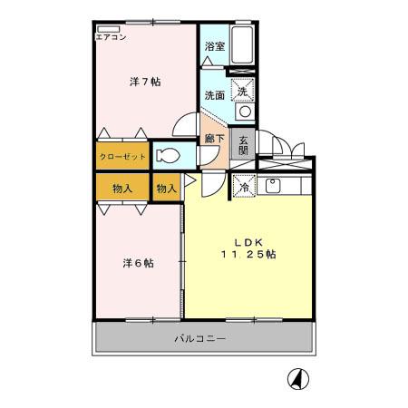 キャロルステージISHII(2LDK/2階)の間取り写真