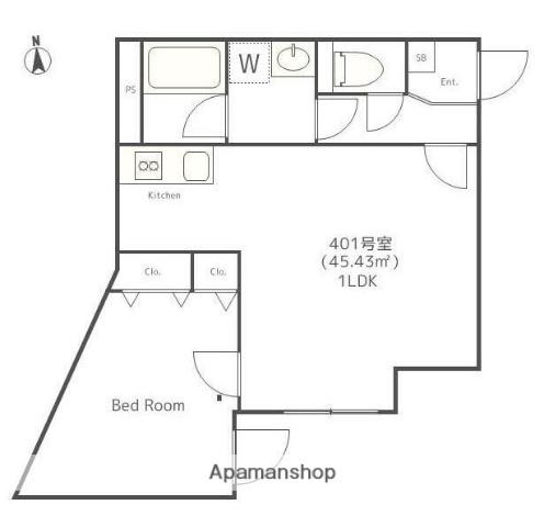 メイユール新小岩(1LDK/4階)の間取り写真