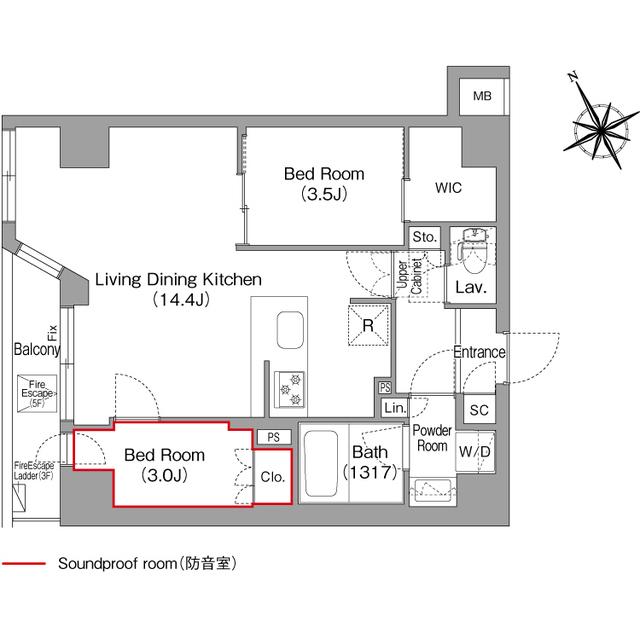 コンフォリア・リヴ平井MUTIO(2LDK/2階)の間取り写真