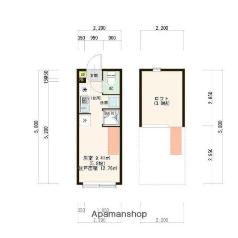 メゾンロシェ(ワンルーム/2階)の間取り写真