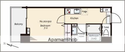 ルトゥール小岩北(1K/7階)の間取り写真