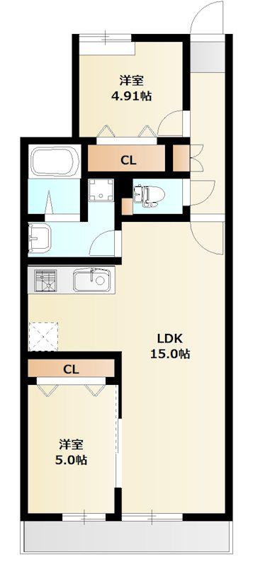 ミリアビタ習志野台(2LDK/1階)の間取り写真